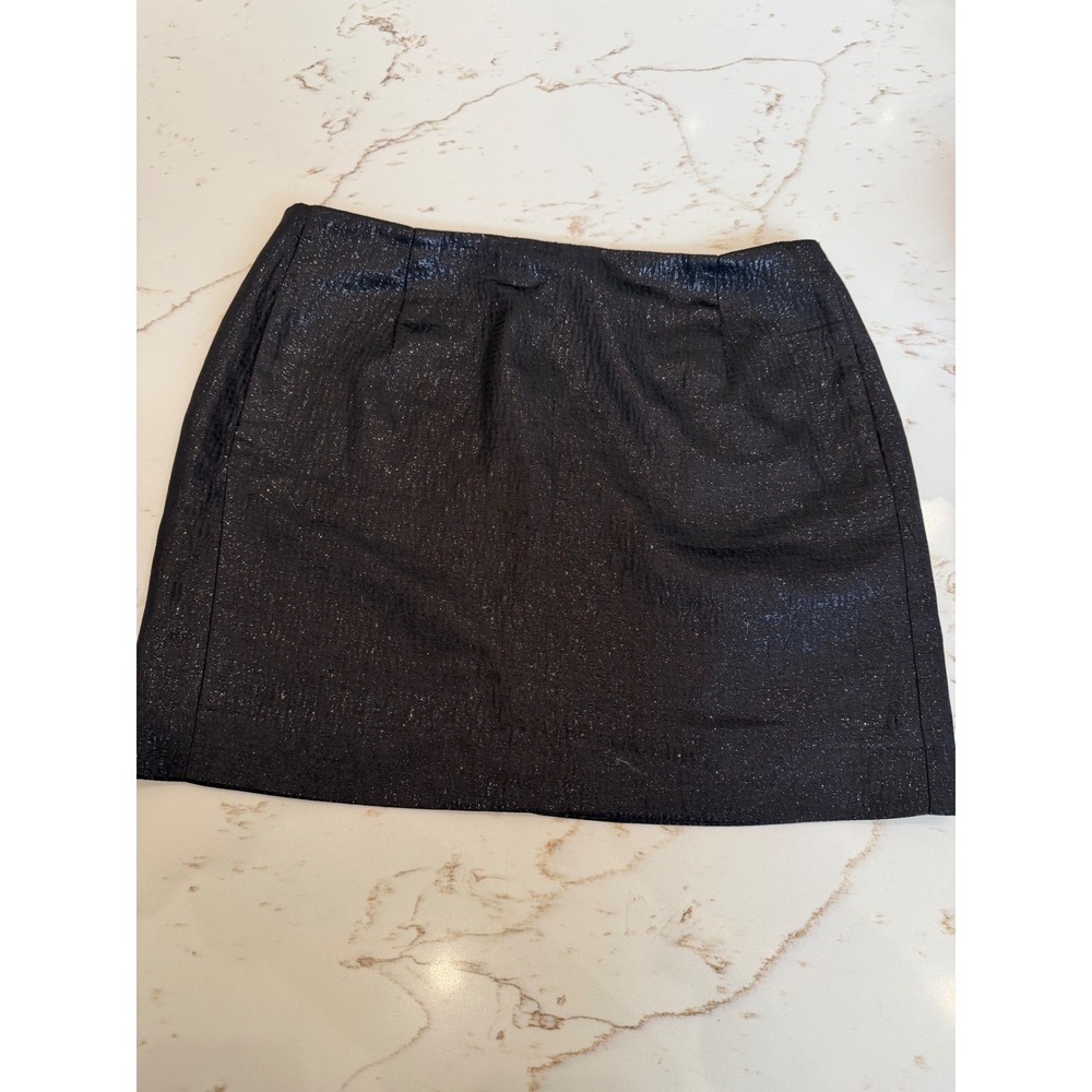 J.Crew Y2K Black Metallic‎ Silk Blend Mini Skirt Size 4 Textured Shimmer